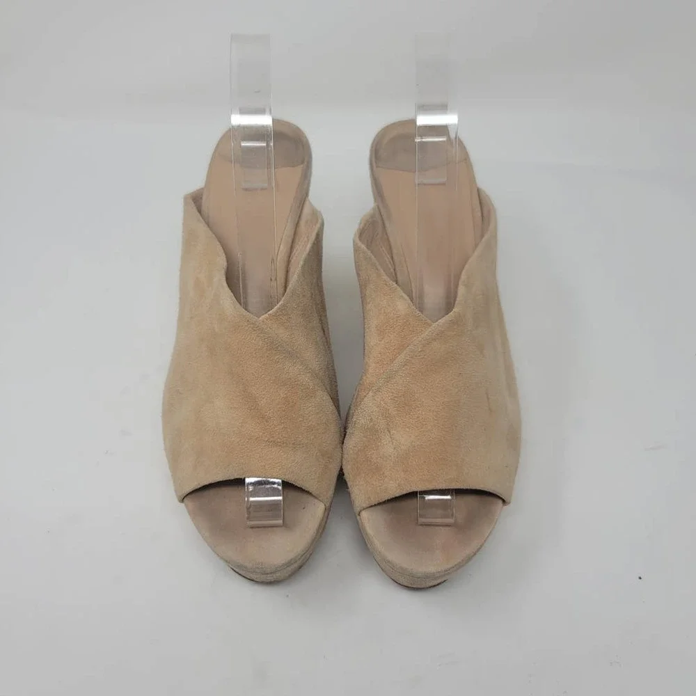Diane Von Furstenberg Platform Wedge Slide Sandals Women's Size 9 M Tan Suede